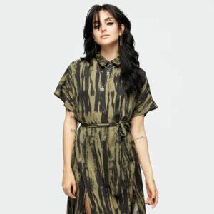 Disturbia Hegemone Tie Waist Midi Shirt Dress NWOT